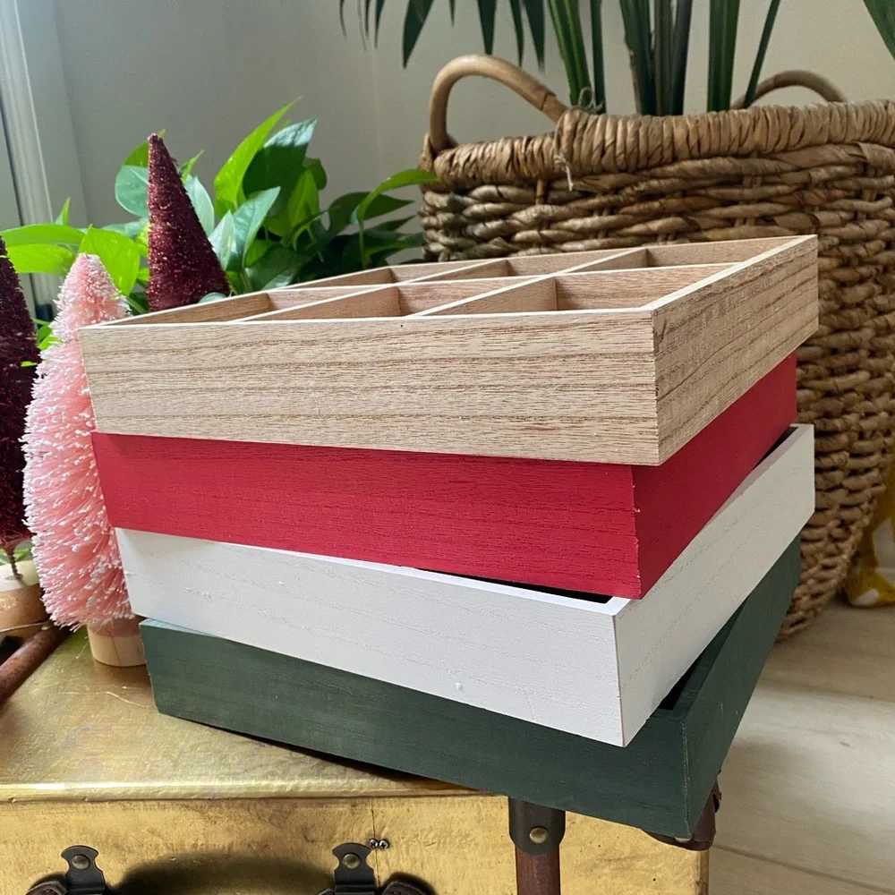 Target Holiday Decor Wooden Boxes - Red, Green, Brown